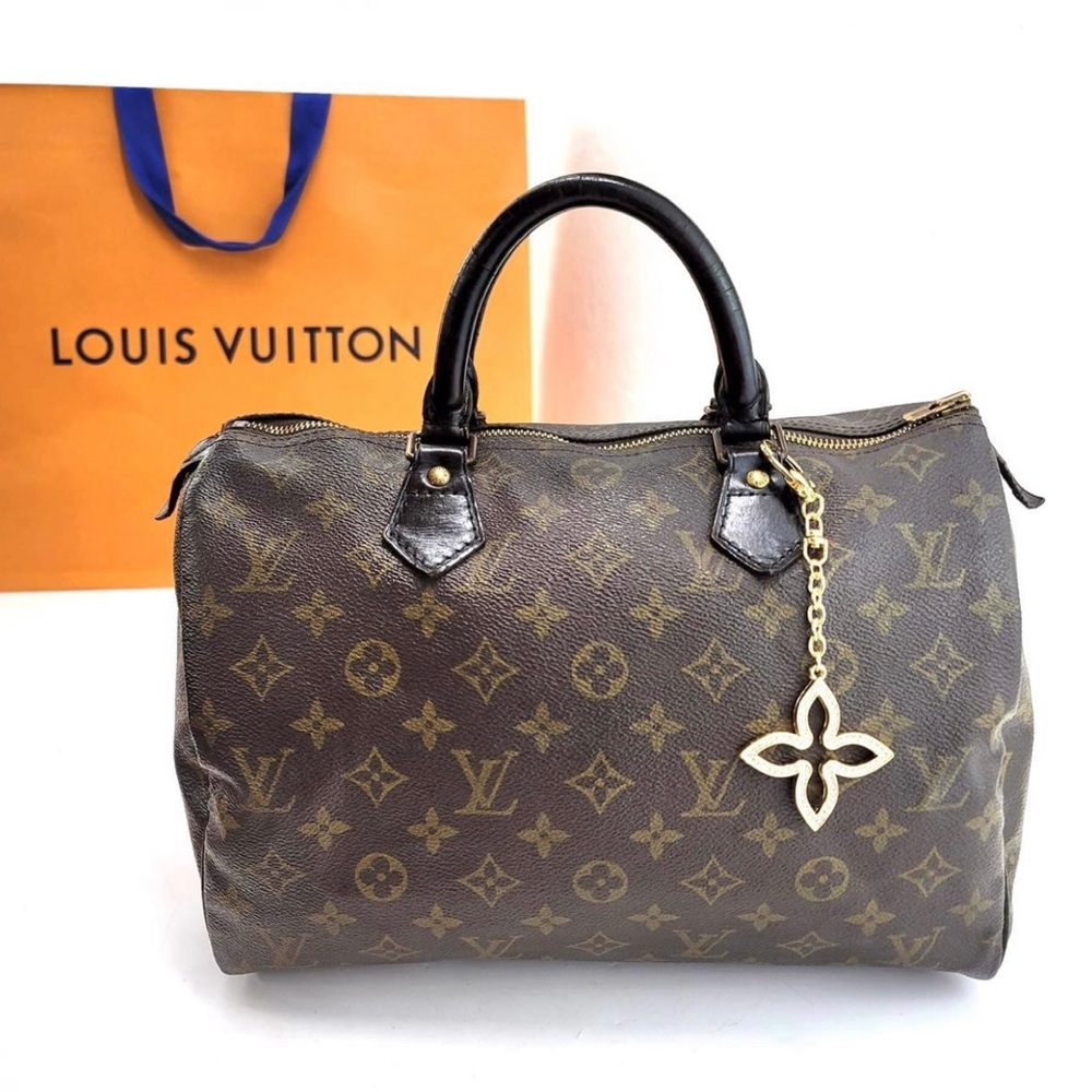 Louis Vuitton brown leather monogram speedy 30 satchel
